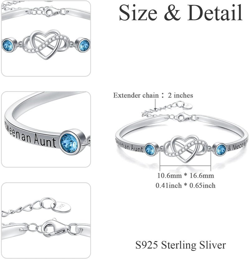 AOBOCO 925 Sterling Silver Adjustable Infinity Heart Bangle Bracelet for Sister Best Friend Daughter Mom Grandma Granddaughter Daughter in Law Godmother Goddaughter Stepmom Stepdaughter - Image 4